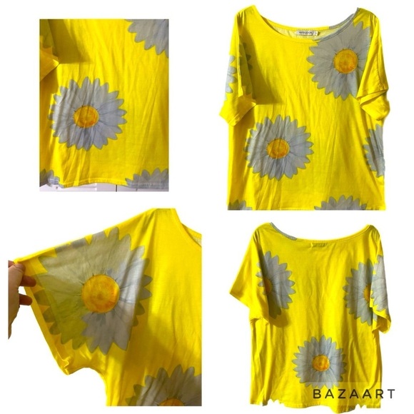 MissLook Top, Floral, short sleeve tee, Daisy, Sz XL, 1X, Garden girl, Comfy - Picture 10 of 10